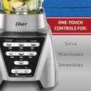 Oster Pro 1200 Blender, Glass Jar & 24oz Smoothie Cup, 1200W, 7 Speeds, Dual Direction Blades, Brushed Nickel