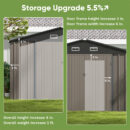 Patiowell 10x10 ft Metal Outdoor Storage Shed with Sloping Roof & Lockable Doors, Coffee Brown