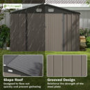 Patiowell 10x10 ft Metal Outdoor Storage Shed with Sloping Roof & Lockable Doors, Coffee Brown