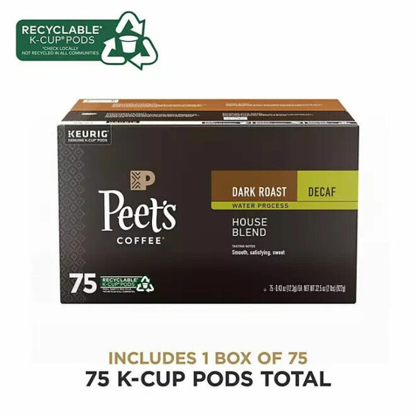 Peet's Coffee Decaf Dark Roast K-Cup Pods, House Blend, 75 Count - Keurig Compatible, Rich Spicy Flavor - Image 3