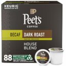 Peet's Coffee Decaf House Blend Dark Roast K-Cup Pods, 88 Count, 100% Arabica, Compatible with Keurig Brewers