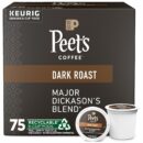 Peet's Coffee Major Dickason's Blend Dark Roast K-Cup Pods, 75 Count, 100% Arabica, Compatible with Keurig Brewers