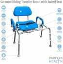 Platinum Health Carousel Sliding Shower Chair, Blue Aluminum, Swivel Padded Seat, 300 lb Capacity
