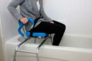 Platinum Health Carousel Sliding Shower Chair, Blue Aluminum, Swivel Padded Seat, 300 lb Capacity
