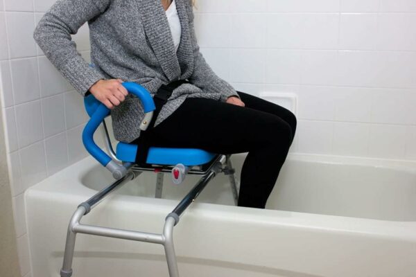 Platinum Health Carousel Sliding Shower Chair, Blue Aluminum, Swivel Padded Seat, 300 lb Capacity - Image 12