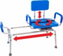 Platinum Health Carousel Sliding Shower Chair, Blue Aluminum, Swivel Padded Seat, 300 lb Capacity