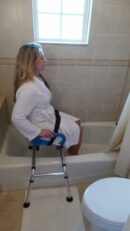 Platinum Health Carousel Sliding Shower Chair, Blue Aluminum, Swivel Padded Seat, 300 lb Capacity