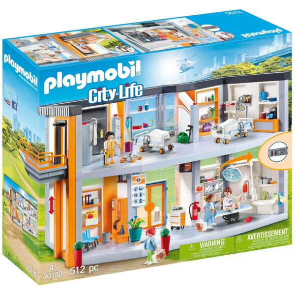 Playmobil City Life Large Hospital Set 70190 - 514 Pieces, Medical Rooms & Accessories, Interactive Play