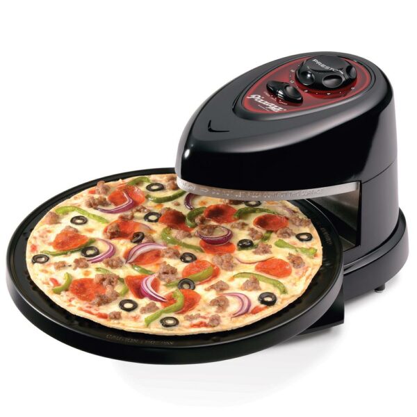 Presto Pizzazz Plus 1235W Rotating Pizza Oven with Timer, Non-Stick Surface, Black - Image 4