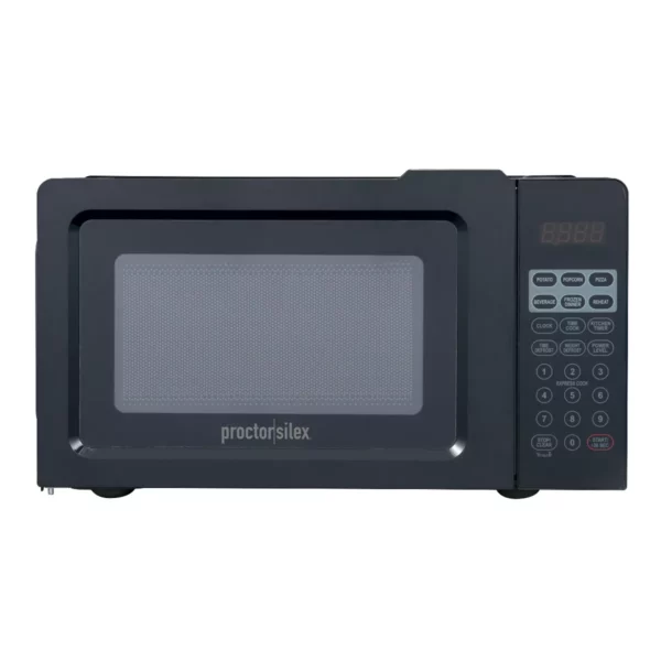 Proctor Silex 700W Black Countertop Microwave, 0.6 cu ft, LED Display, 10 Power Levels