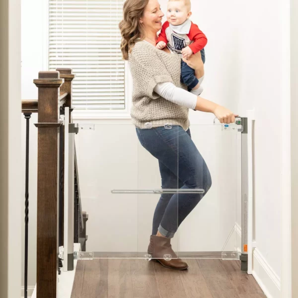 Qdos Crystal Clear Acrylic Baby Safety Gate, 30.7" Height, Fits 29.5"-39.8" Openings, Hardware Mounted, ASTM Certified - Image 3