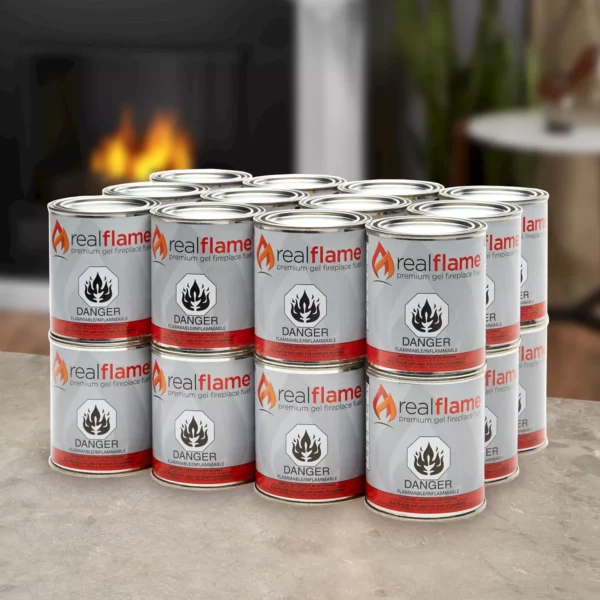Real Flame Premium Gel Fuel Cans 13oz 24-Pack - Clean Burning for Indoor & Outdoor Use