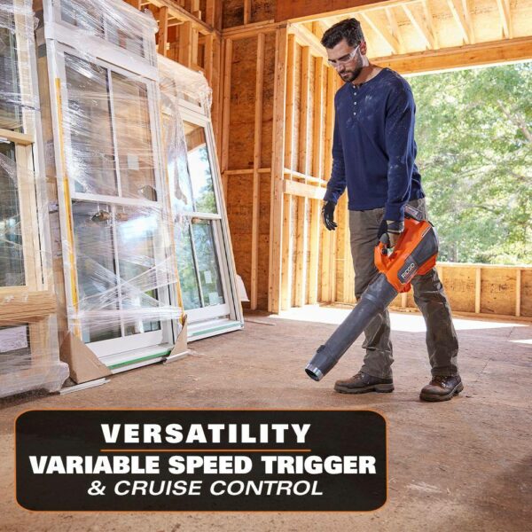 RIDGID 18V Brushless Cordless Leaf Blower R01601K with 6.0Ah Battery, 510 CFM, 130 MPH - Image 6