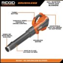 RIDGID 18V Brushless Cordless Leaf Blower R01601K with 6.0Ah Battery, 510 CFM, 130 MPH
