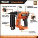 RIDGID 18V Brushless Cordless Nailer Combo Kit with Brad & Finish Nailers, Battery & Charger