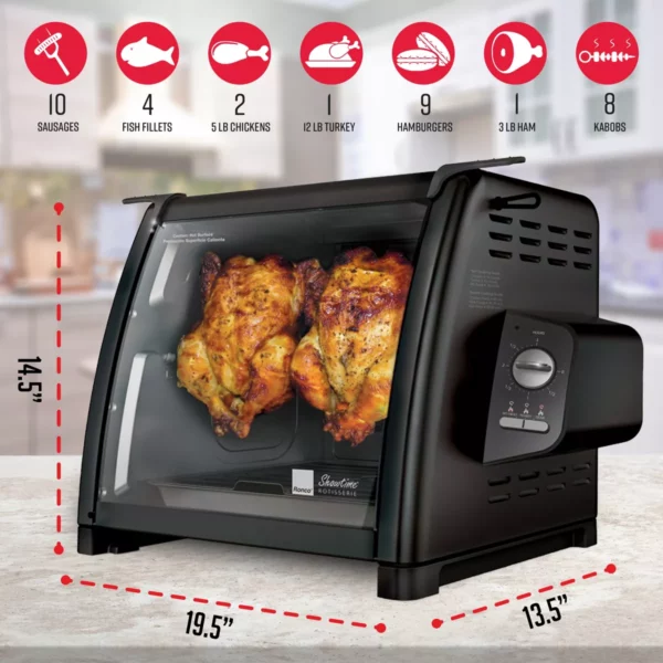 Ronco Modern Rotisserie Oven, Large Capacity, Self-Basting, Stainless Steel, Black - Image 3