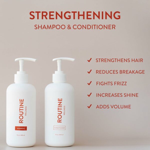 Routine Wellness Vegan Biotin Shampoo & Conditioner Set, Rose Hips, 14oz, for Stronger Hair, Pack of 2 - Image 2