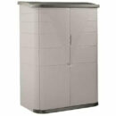 Rubbermaid Outdoor Resin Storage Shed, 52 Cu Ft, Weather Resistant, Vertical Design, Olive/Sandstone