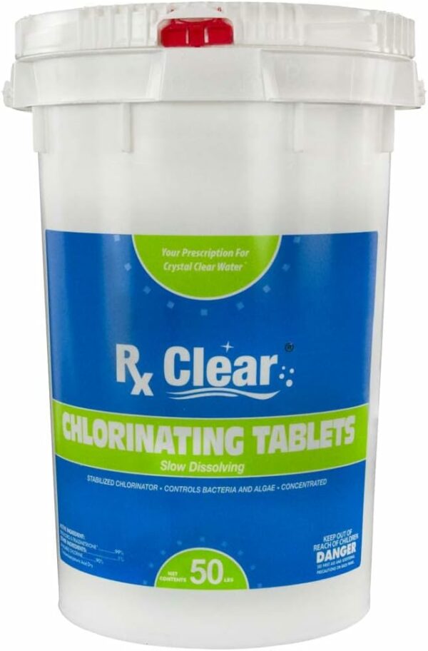 Rx Clear 3" Stabilized Chlorine Tablets 50 lbs - Long-Lasting UV-Protected Pool Sanitizer