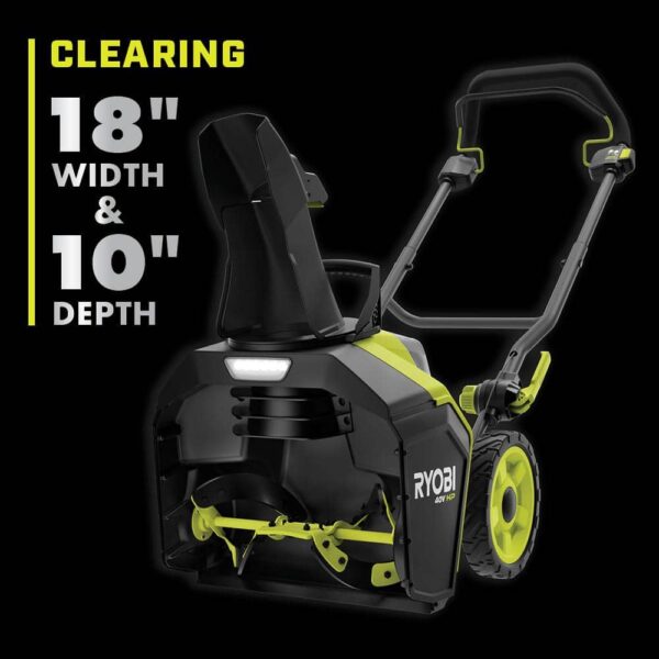 RYOBI 40V HP Brushless 18" Cordless Snow Blower with 6.0 Ah Battery & Charger - Image 3
