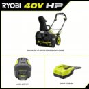 RYOBI 40V HP Brushless 18" Cordless Snow Blower with 6.0 Ah Battery & Charger