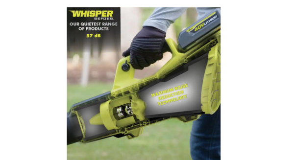 RYOBI 40V HP Brushless Cordless Leaf Blower, 730 CFM, 190 MPH, 2x 4.0 Ah Batteries & Charger, 57 dB Quiet - Image 9