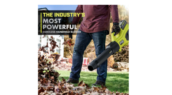 RYOBI 40V HP Brushless Cordless Leaf Blower, 730 CFM, 190 MPH, 2x 4.0 Ah Batteries & Charger, 57 dB Quiet - Image 4