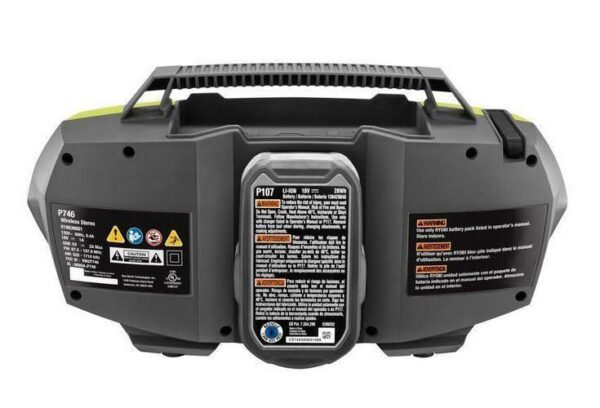 Ryobi One+ P746 18V Bluetooth Radio with Dual Power & USB Charging Port - Image 6