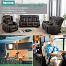 SAMERY Loveseat Recliner Sofa Set, PU Leather, Split-back, 2+3 Seater, Durable Frame, Console