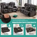 SAMERY Loveseat Recliner Sofa Set, PU Leather, Split-back, 2+3 Seater, Durable Frame, Console