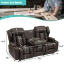 SAMERY Loveseat Recliner Sofa Set, PU Leather, Split-back, 2+3 Seater, Durable Frame, Console