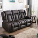 SAMERY Loveseat Recliner Sofa Set, PU Leather, Split-back, 2+3 Seater, Durable Frame, Console