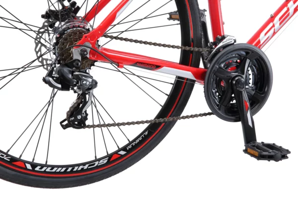 Schwinn Kempo Men's Hybrid Bike, 21-Speed, 700c Aluminum Frame, Red - Image 7
