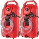 SKYSHALO 16 Gallon Portable Fuel Caddy with Manual Pump, 6-Inch Wheels for Gasoline & Diesel
