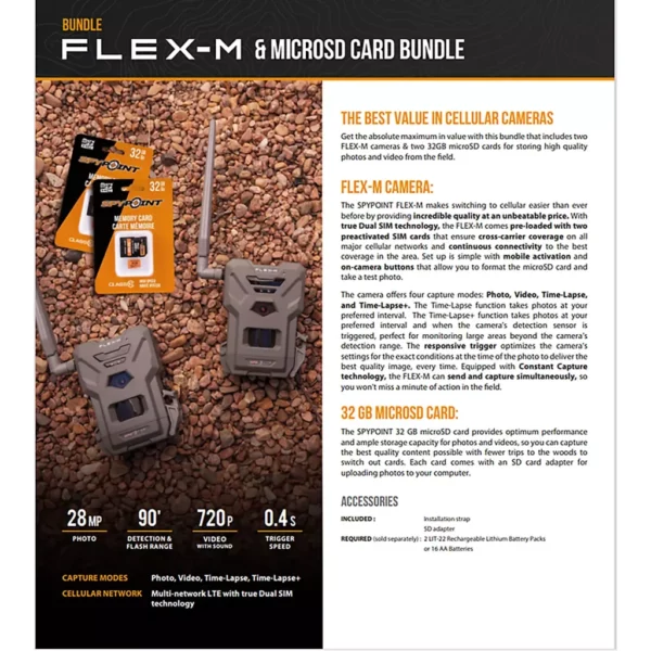 SpyPoint Flex-M 28MP Trail Camera Twin Pack with Infrared Flash and SD Cards - Image 8