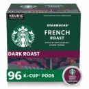 Starbucks French Roast Dark Roast Arabica K-Cup Coffee Pods, 96 Count, Bold Flavor, Low Acidity