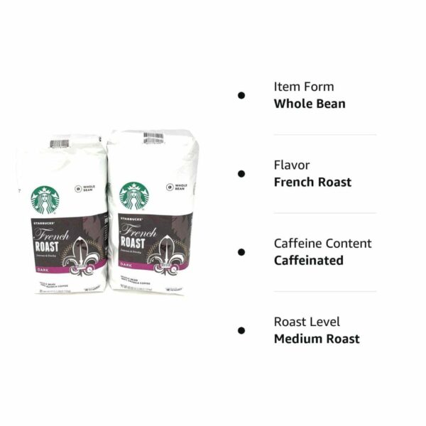 Starbucks French Roast Whole Bean Coffee 80 Oz - Intense Smoky Flavor, 2x40 Oz Packs - Image 2