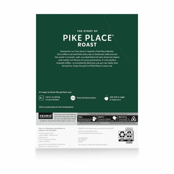 Starbucks Pike Place Roast Medium Coffee K-Cups, 96-Count, 100% Arabica, Keurig Compatible - Image 8