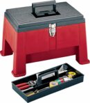 Step N Store Heavy Duty 20" Step Stool & Tool Box, 325 lbs Capacity, Nickel-Plated Latch, Lockable Hinge, Made in USA