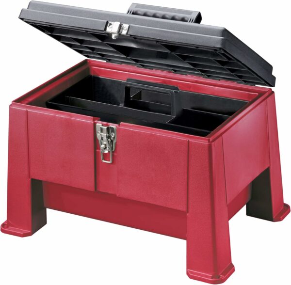 Step N Store Heavy Duty 20" Step Stool & Tool Box, 325 lbs Capacity, Nickel-Plated Latch, Lockable Hinge, Made in USA - Image 4