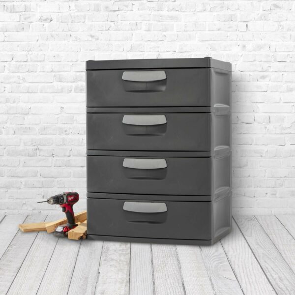 Sterilite Heavy-Duty 4 Drawer Plastic Storage Unit, Flat Gray, BPA-Free - Image 13