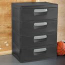 Sterilite Heavy-Duty 4 Drawer Plastic Storage Unit, Flat Gray, BPA-Free