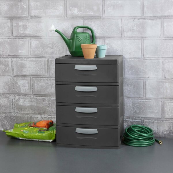 Sterilite Heavy-Duty 4 Drawer Plastic Storage Unit, Flat Gray, BPA-Free - Image 9