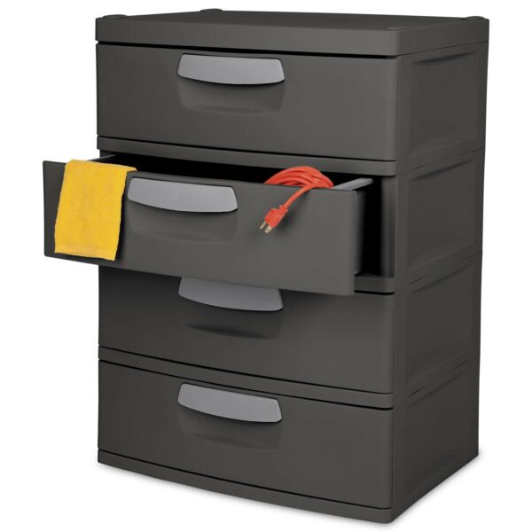 Sterilite Heavy-Duty 4 Drawer Plastic Storage Unit, Flat Gray, BPA-Free - Image 8