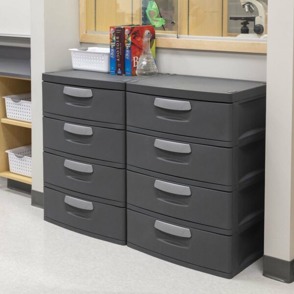 Sterilite Heavy-Duty 4 Drawer Plastic Storage Unit, Flat Gray, BPA-Free - Image 4
