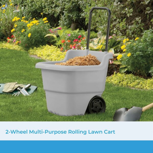 Suncast 15.5 Gallon Resin Multi-Purpose Utility Cart with Wheels, Brown Taupe - Image 3