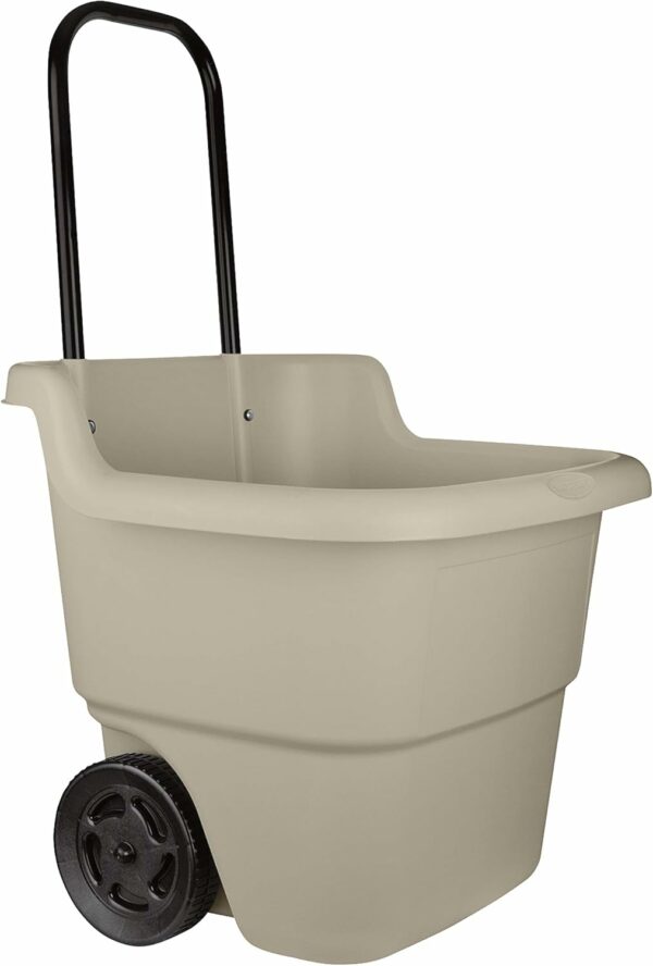 Suncast 15.5 Gallon Resin Multi-Purpose Utility Cart with Wheels, Brown Taupe