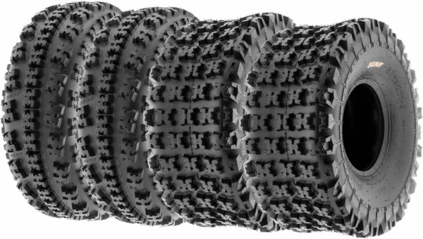 SunF A027 ATV UTV Go Kart Tire Set 22x7-10 Front & 20x10-9 Rear, 6-Ply Tubeless Knobby Sport Tires