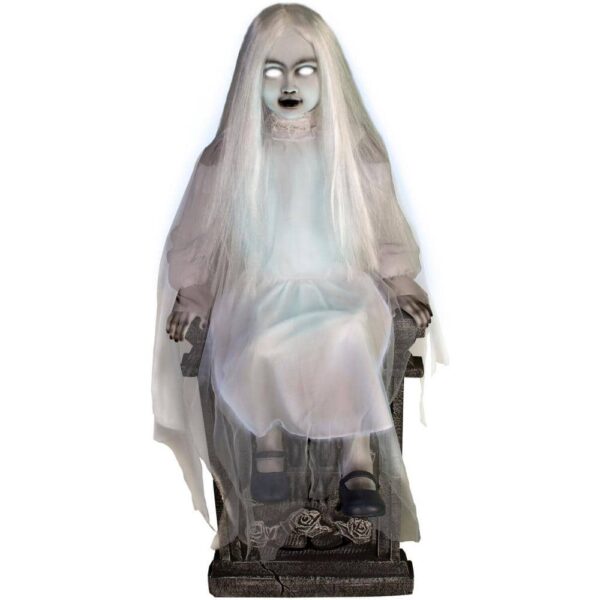 Tekky Toys Darcy 48" Animatronic Tombstone Girl with Light-Up Eyes & Sound for Halloween Decor