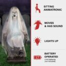 Tekky Toys Darcy 48" Animatronic Tombstone Girl with Light-Up Eyes & Sound for Halloween Decor